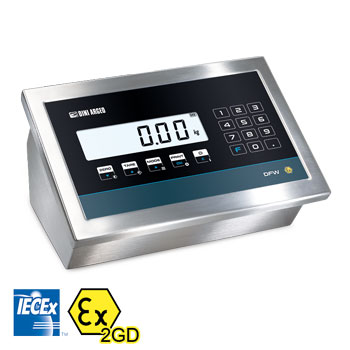 مؤشر الوزن Dini Argeo DFWIECEX، معتمد من IECEx و ATEX، للمناطق 1 و 21 و 2 و 22.